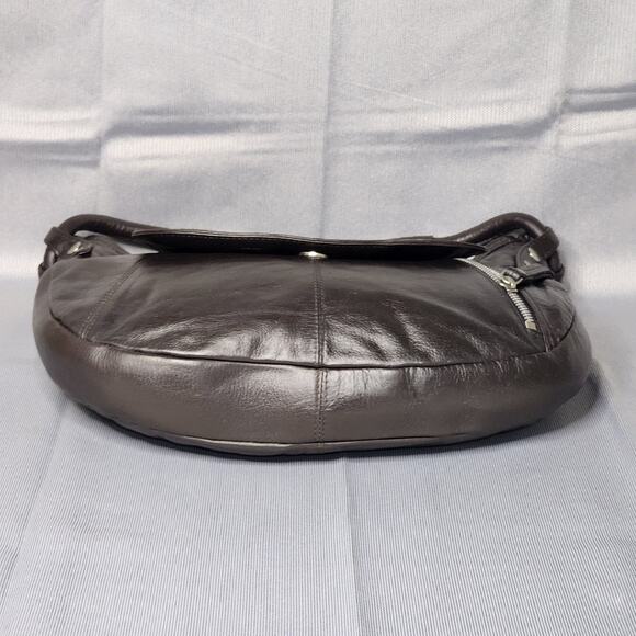 Latico Hobo Bag Dark Brown Leather Fold Over Flap Silhouette Braided Handle Chic - Picture 3 of 10